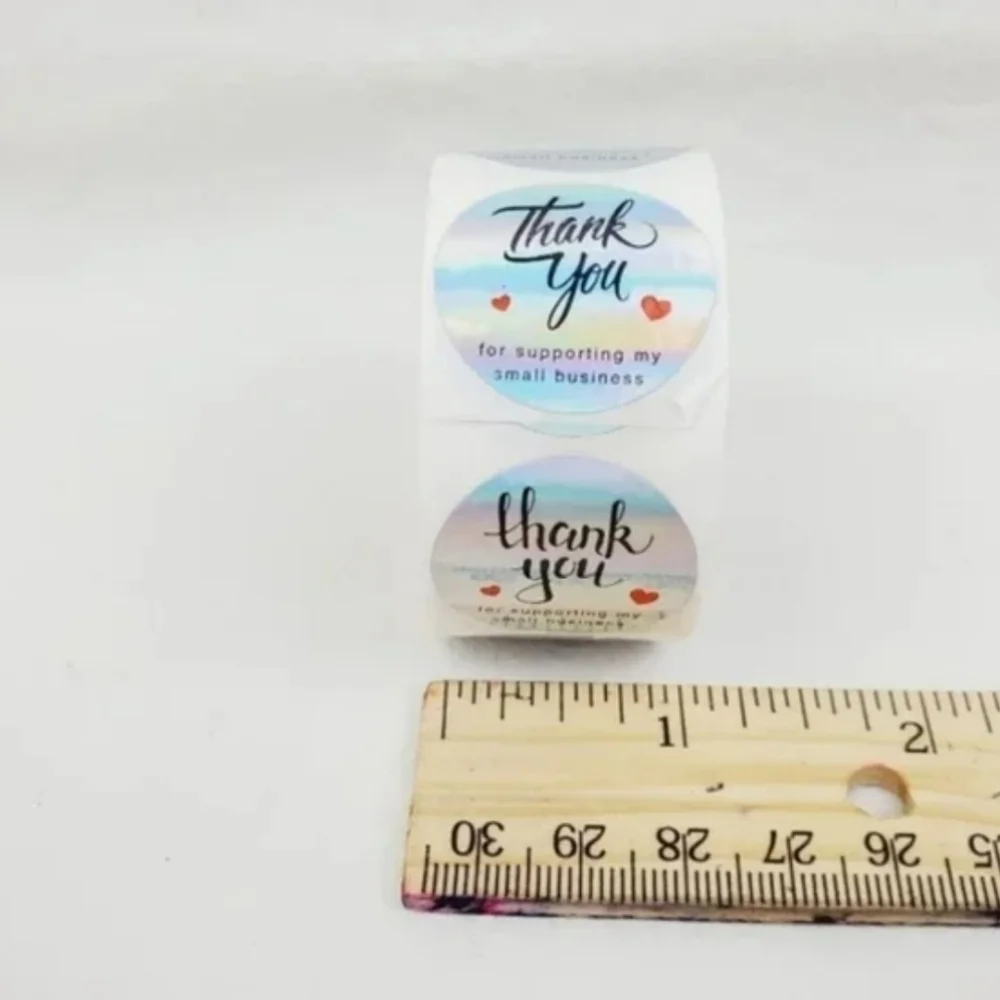500 Pieces Roll Holographic Thank You Stickers